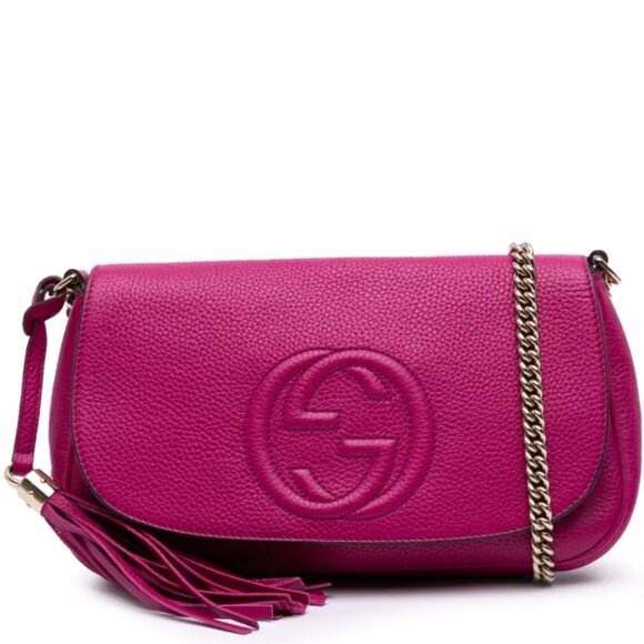 GUCCI Soho Chain Pink Leather Shoulder Bag 599-081125 - Picture 1 of 14